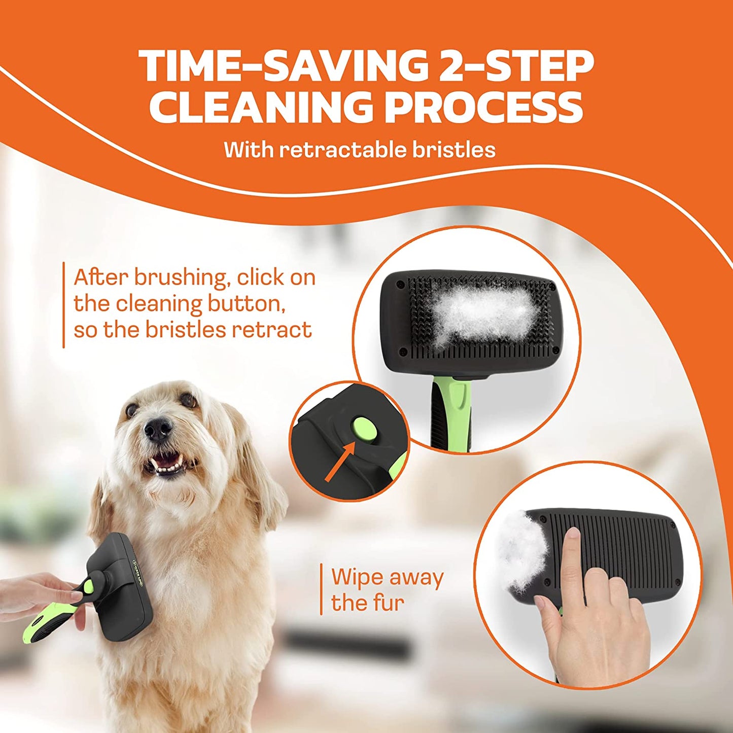 Self Cleaning Dog Brush for Shedding Slicker Brush Cat Long Haired Pet Brush Grooming Deshedding Supplies - Small Pets