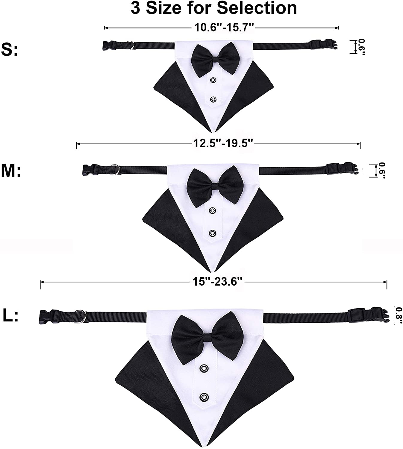 Formal Dog Tuxedo Wedding Pet Bandana Collar with Bow Tie, Adjustable Pet Bowtie Collar Bandana for Large Dog (Large)