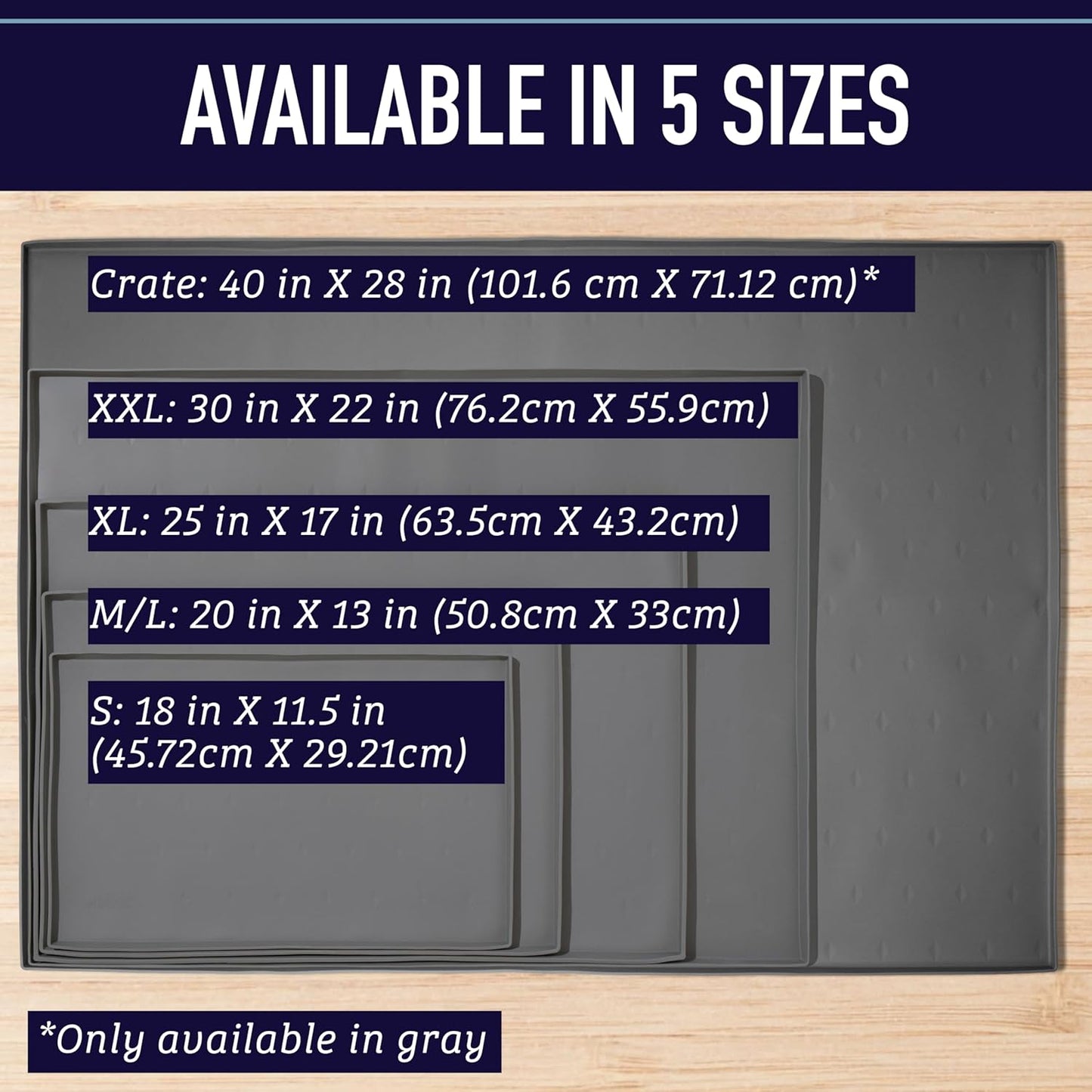 Dog Food Mat - Waterproof Cat & Dog Bowl Mat for Food and Water, Silicone Pet Feeding Mats for Floors, Non-Slip Placemat with High Edges, Puppy Essentials (XL: 25"X17", Gray)