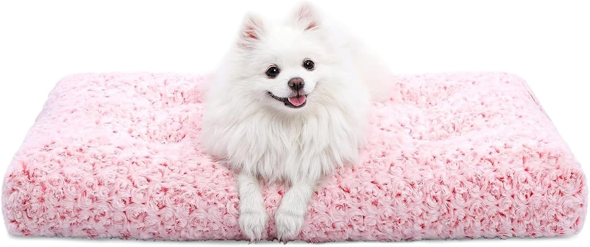 Washable Dog Bed Deluxe Plush Dog Crate Beds Comfy Kennel Pad Anti-Slip Pet Sleeping Mat for Large, Jumbo, Medium, Small Dogs Breeds, 29" X 21", Pink