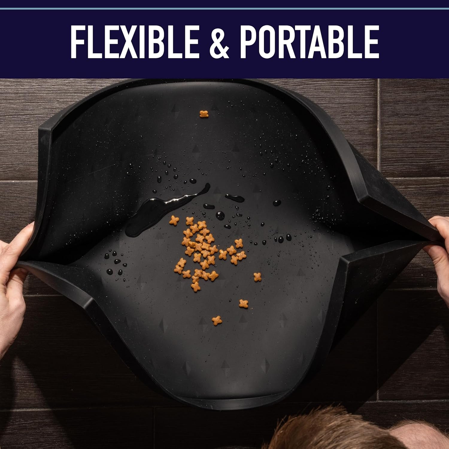 Dog Food Mat - Waterproof Cat & Dog Bowl Mat for Food and Water, Silicone Pet Feeding Mats for Floors, Non-Slip Placemat with High Edges, Puppy Essentials (XL: 25"X17", Gray)