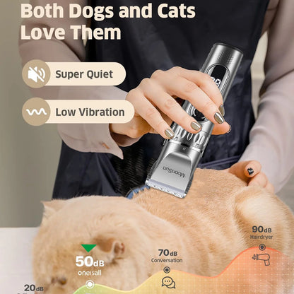 Dog Hair Clippers, 5-Speed Adjustable Rechargeable Dog & Cat Grooming Clippers Kit with 1 X Silver Dog Clipper